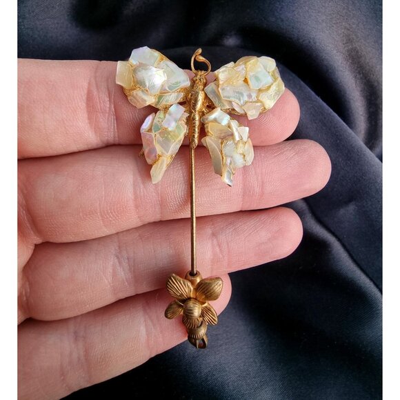 Rare Find Vintage 1930s MIRIAM HASKELL Unsigned Butterfly Stick Hat Pin - Picture 5 of 6
